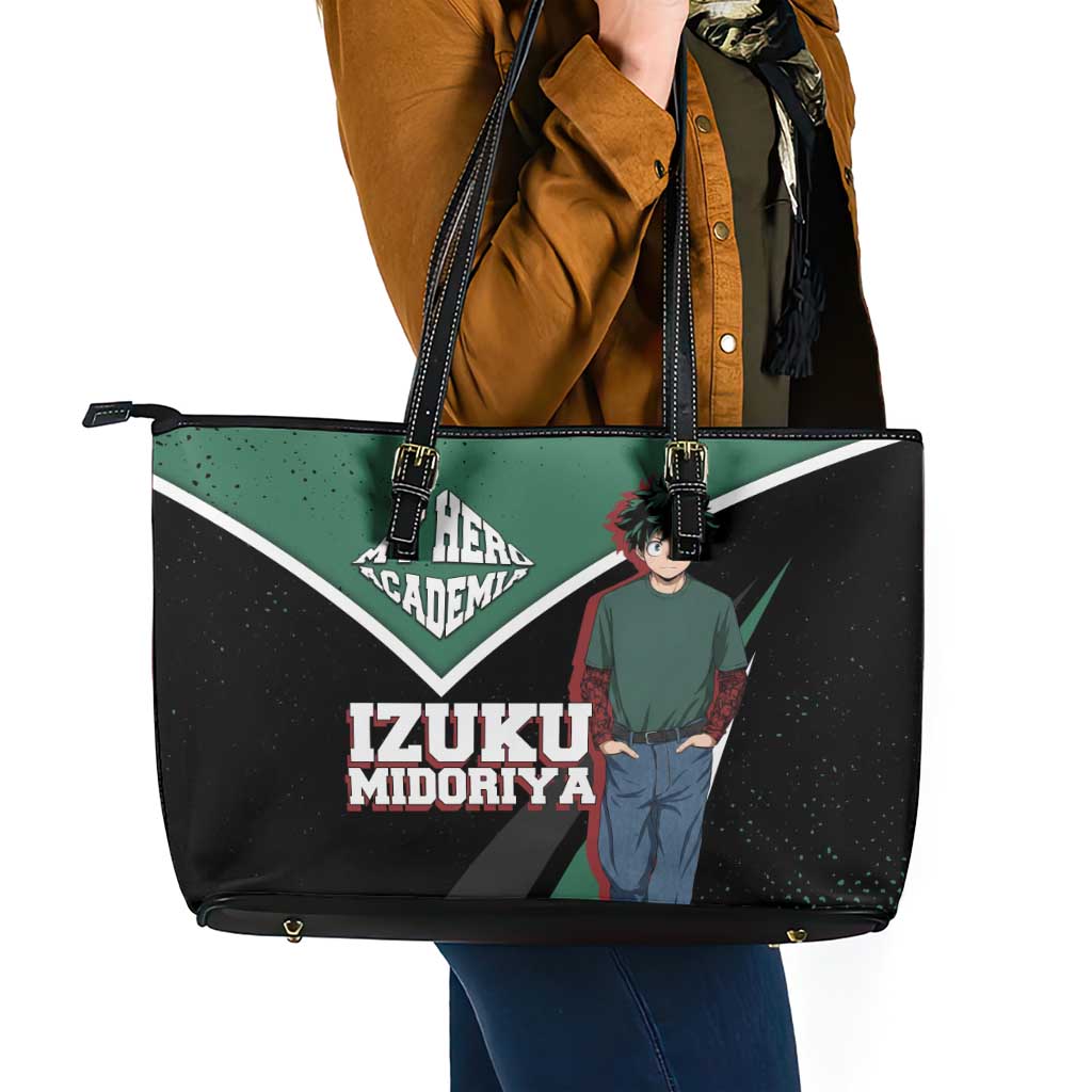 Izuku Midoriya My Hero Academia Leather Tote Bag Anime Grunge Splatter Graphic Style