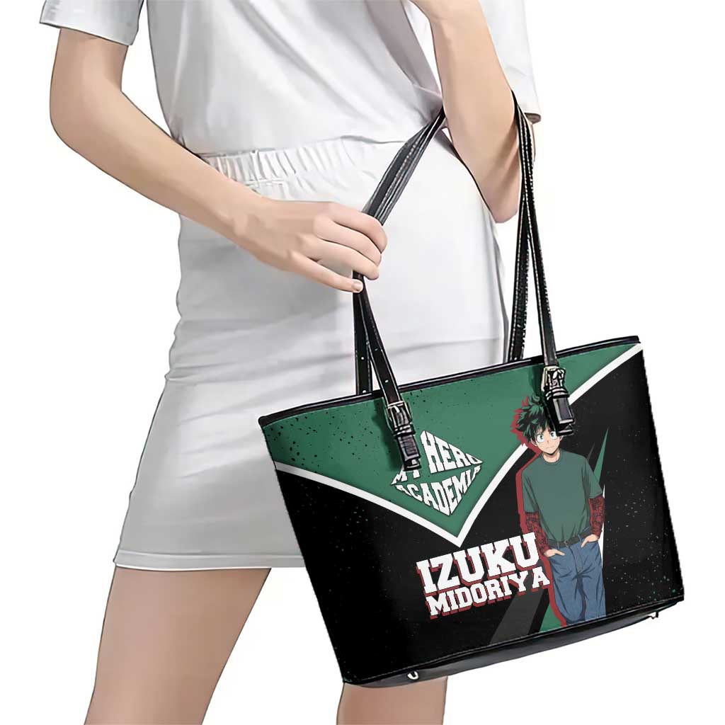 Izuku Midoriya My Hero Academia Leather Tote Bag Anime Grunge Splatter Graphic Style