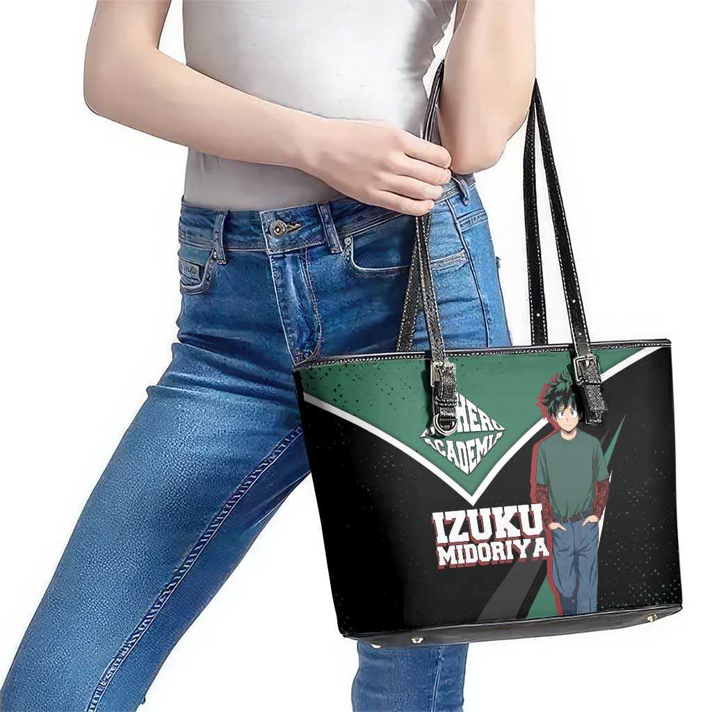 Izuku Midoriya My Hero Academia Leather Tote Bag Anime Grunge Splatter Graphic Style