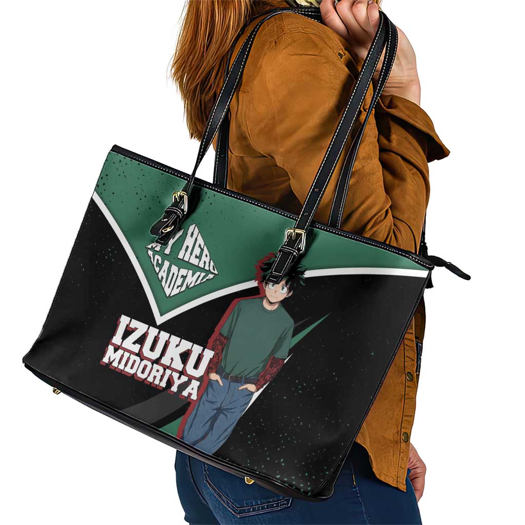 Izuku Midoriya My Hero Academia Leather Tote Bag Anime Grunge Splatter Graphic Style