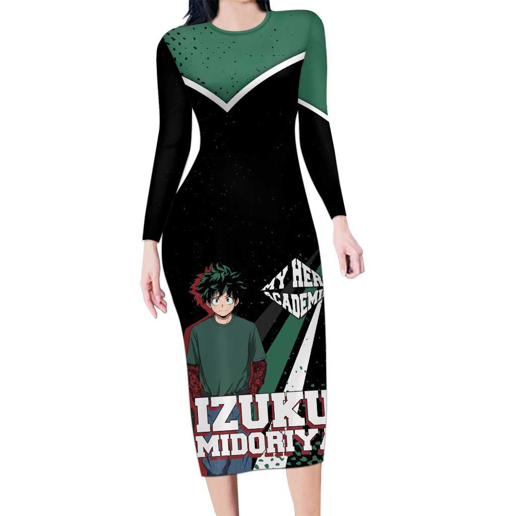 Izuku Midoriya My Hero Academia Long Sleeve Bodycon Dress Anime Grunge Splatter Graphic Style