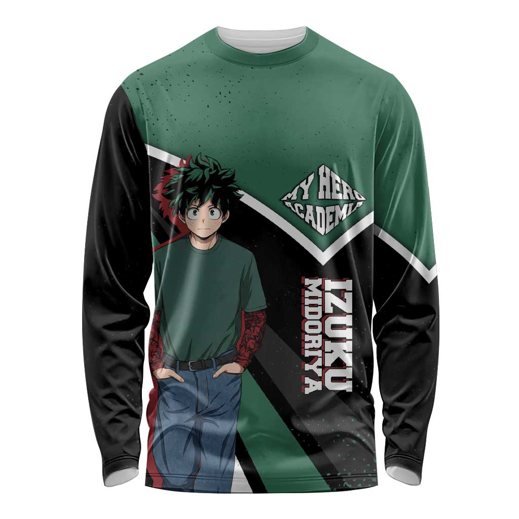 Izuku Midoriya My Hero Academia Long Sleeve Shirt Anime Grunge Splatter Graphic Style
