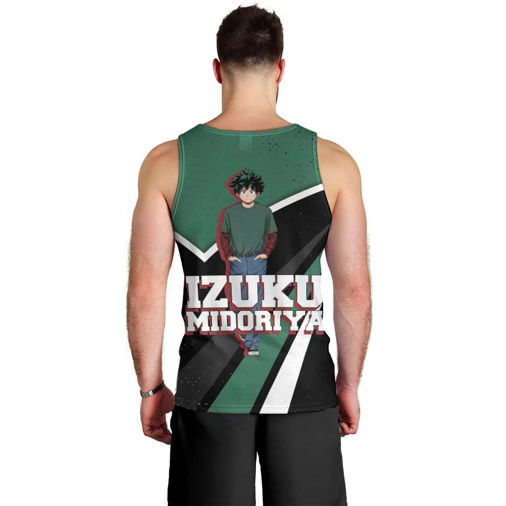 Izuku Midoriya My Hero Academia Men Tank Top Anime Grunge Splatter Graphic Style