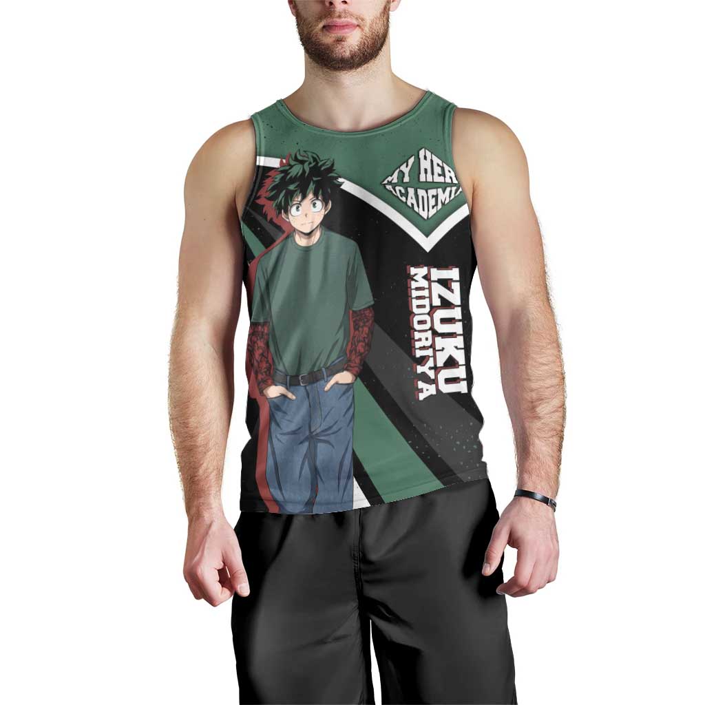 Izuku Midoriya My Hero Academia Men Tank Top Anime Grunge Splatter Graphic Style