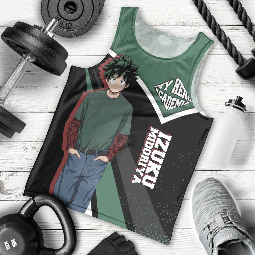 Izuku Midoriya My Hero Academia Men Tank Top Anime Grunge Splatter Graphic Style