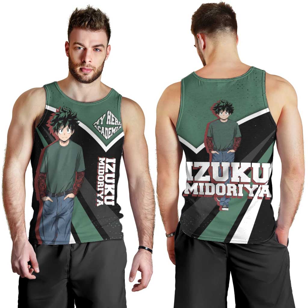 Izuku Midoriya My Hero Academia Men Tank Top Anime Grunge Splatter Graphic Style