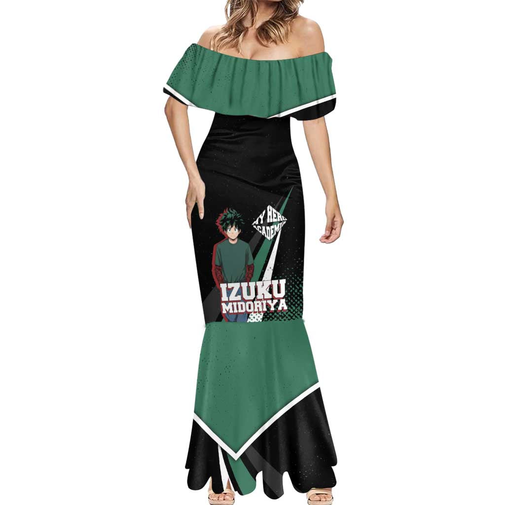 Izuku Midoriya My Hero Academia Mermaid Dress Anime Grunge Splatter Graphic Style