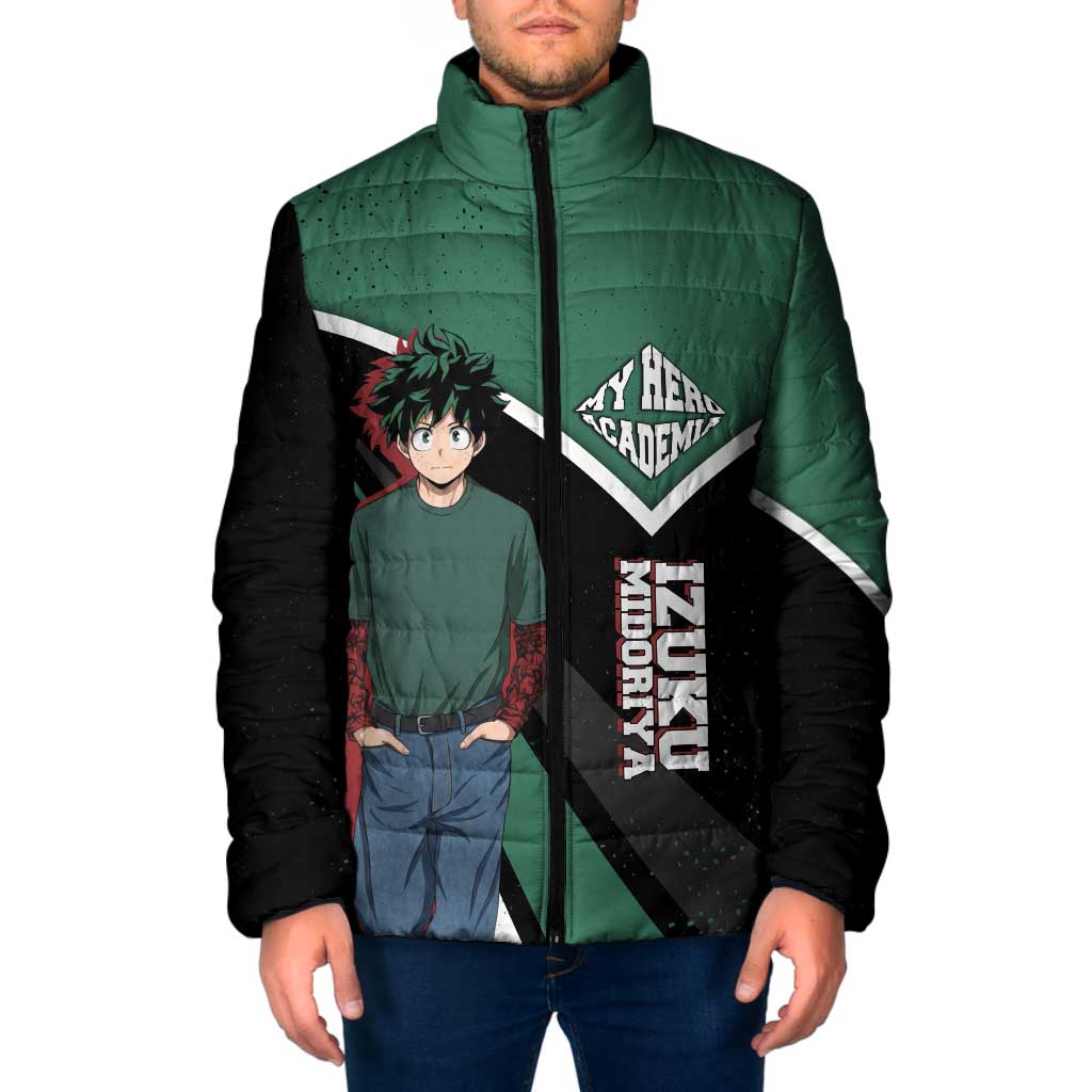 Izuku Midoriya My Hero Academia Padded Jacket Anime Grunge Splatter Graphic Style