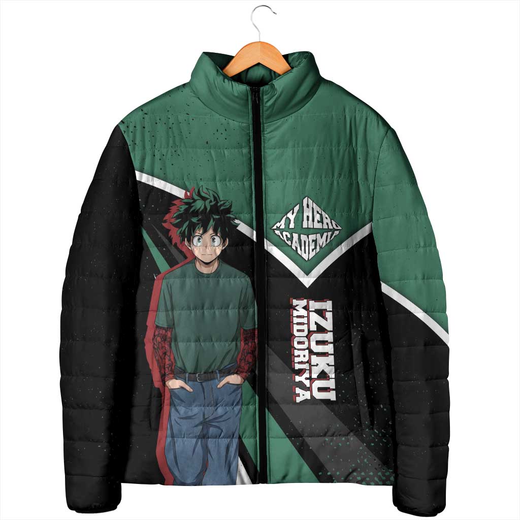 Izuku Midoriya My Hero Academia Padded Jacket Anime Grunge Splatter Graphic Style