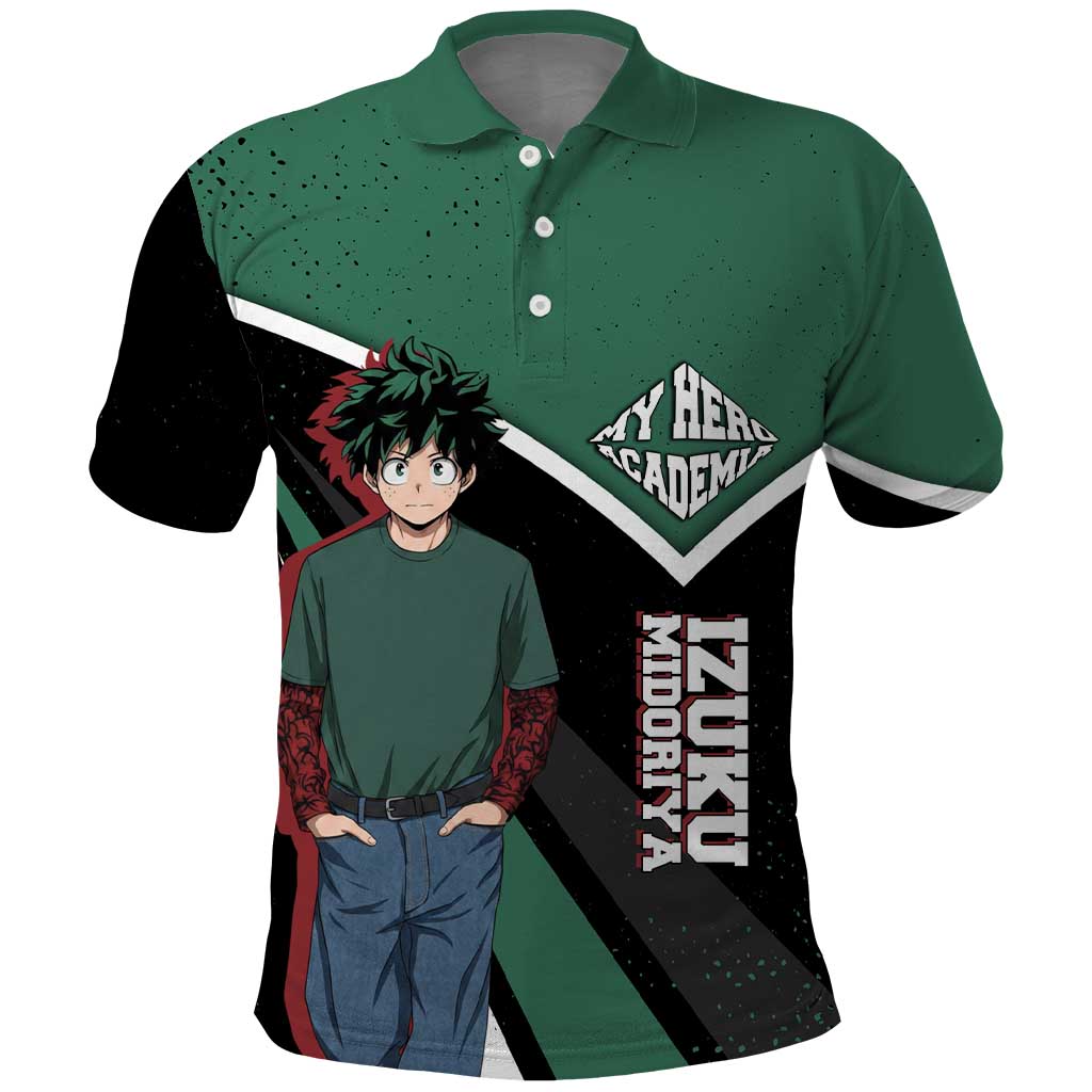 Izuku Midoriya My Hero Academia Polo Shirt Anime Grunge Splatter Graphic Style