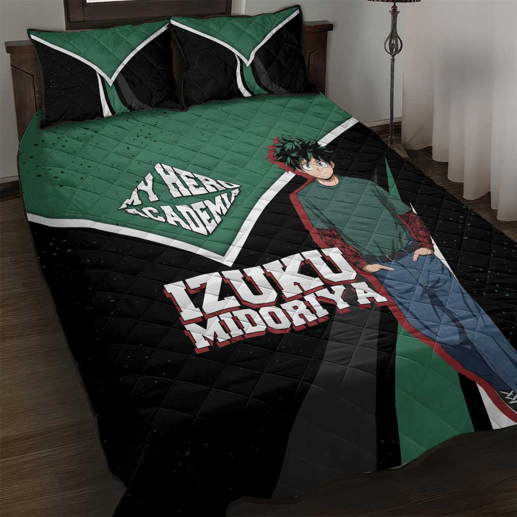 Izuku Midoriya My Hero Academia Quilt Bed Set Anime Grunge Splatter Graphic Style