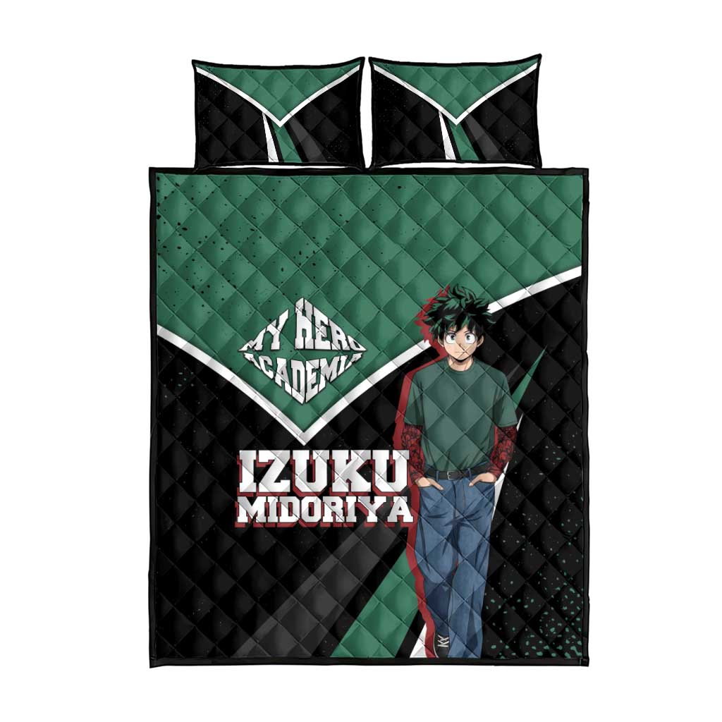 Izuku Midoriya My Hero Academia Quilt Bed Set Anime Grunge Splatter Graphic Style