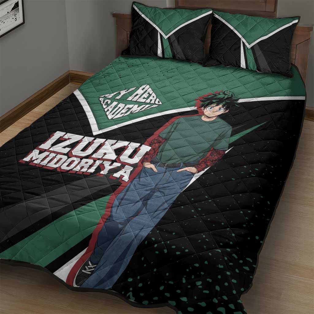Izuku Midoriya My Hero Academia Quilt Bed Set Anime Grunge Splatter Graphic Style