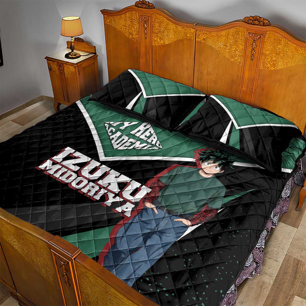 Izuku Midoriya My Hero Academia Quilt Bed Set Anime Grunge Splatter Graphic Style