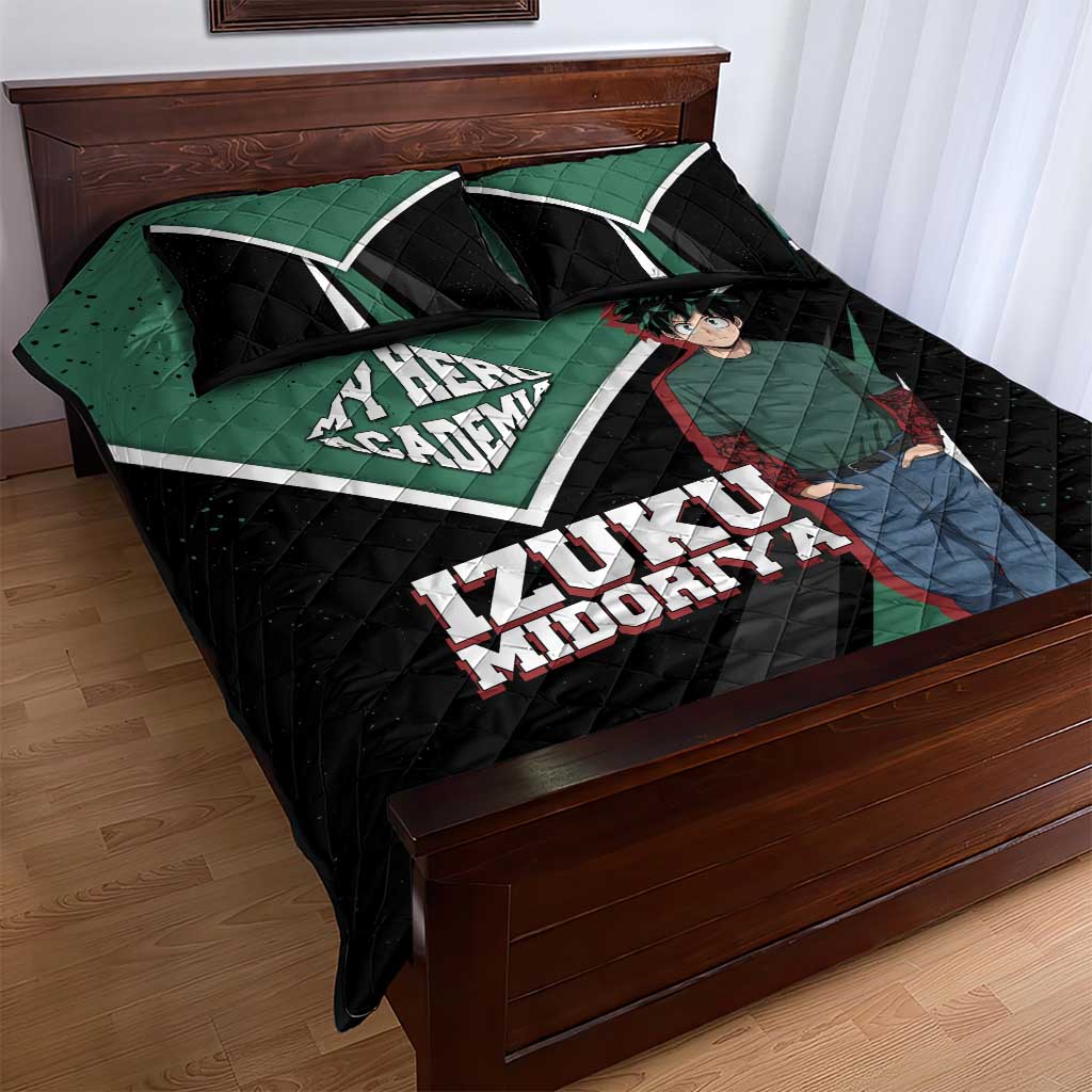 Izuku Midoriya My Hero Academia Quilt Bed Set Anime Grunge Splatter Graphic Style