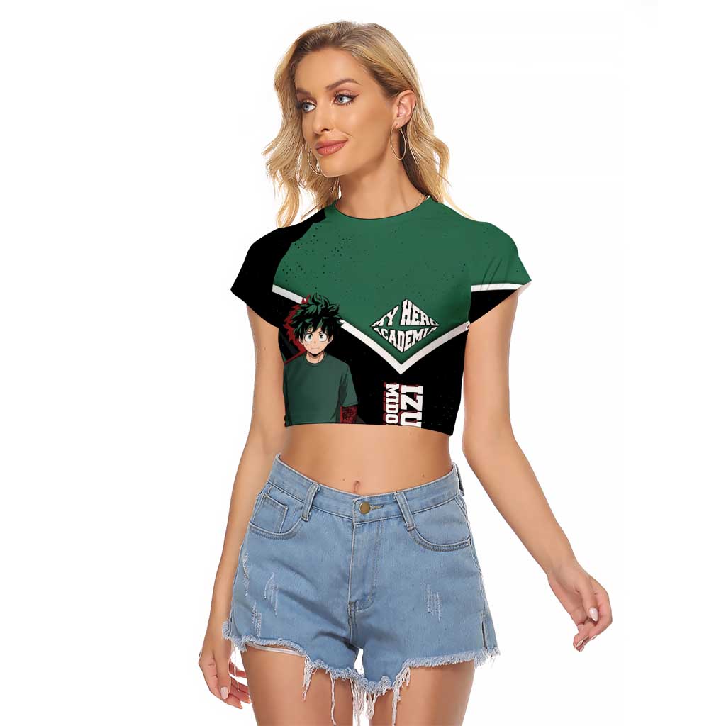 Izuku Midoriya My Hero Academia Raglan Cropped T Shirt Anime Grunge Splatter Graphic Style