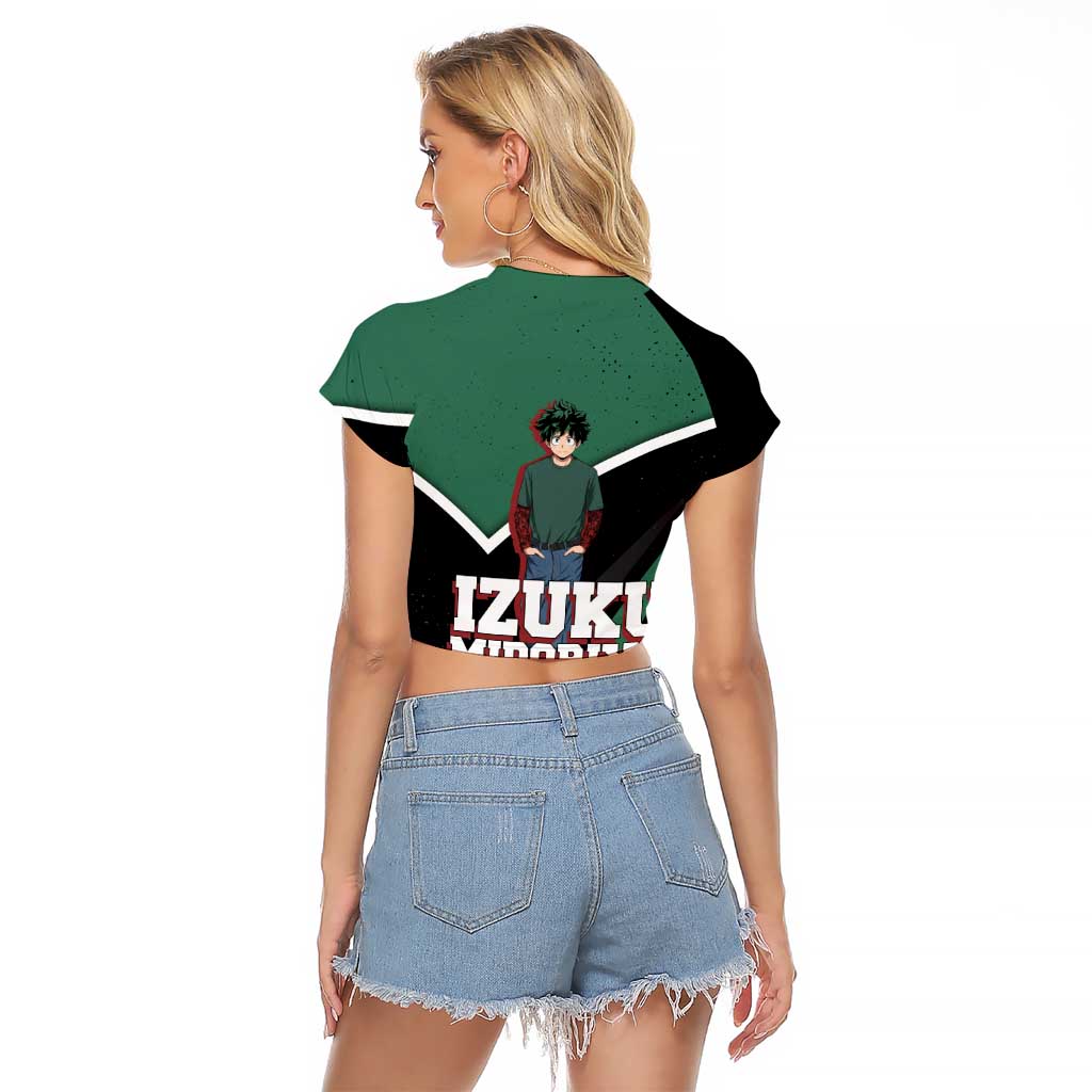 Izuku Midoriya My Hero Academia Raglan Cropped T Shirt Anime Grunge Splatter Graphic Style