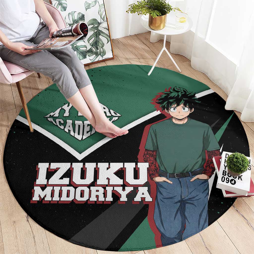 Izuku Midoriya My Hero Academia Round Carpet Anime Grunge Splatter Graphic Style