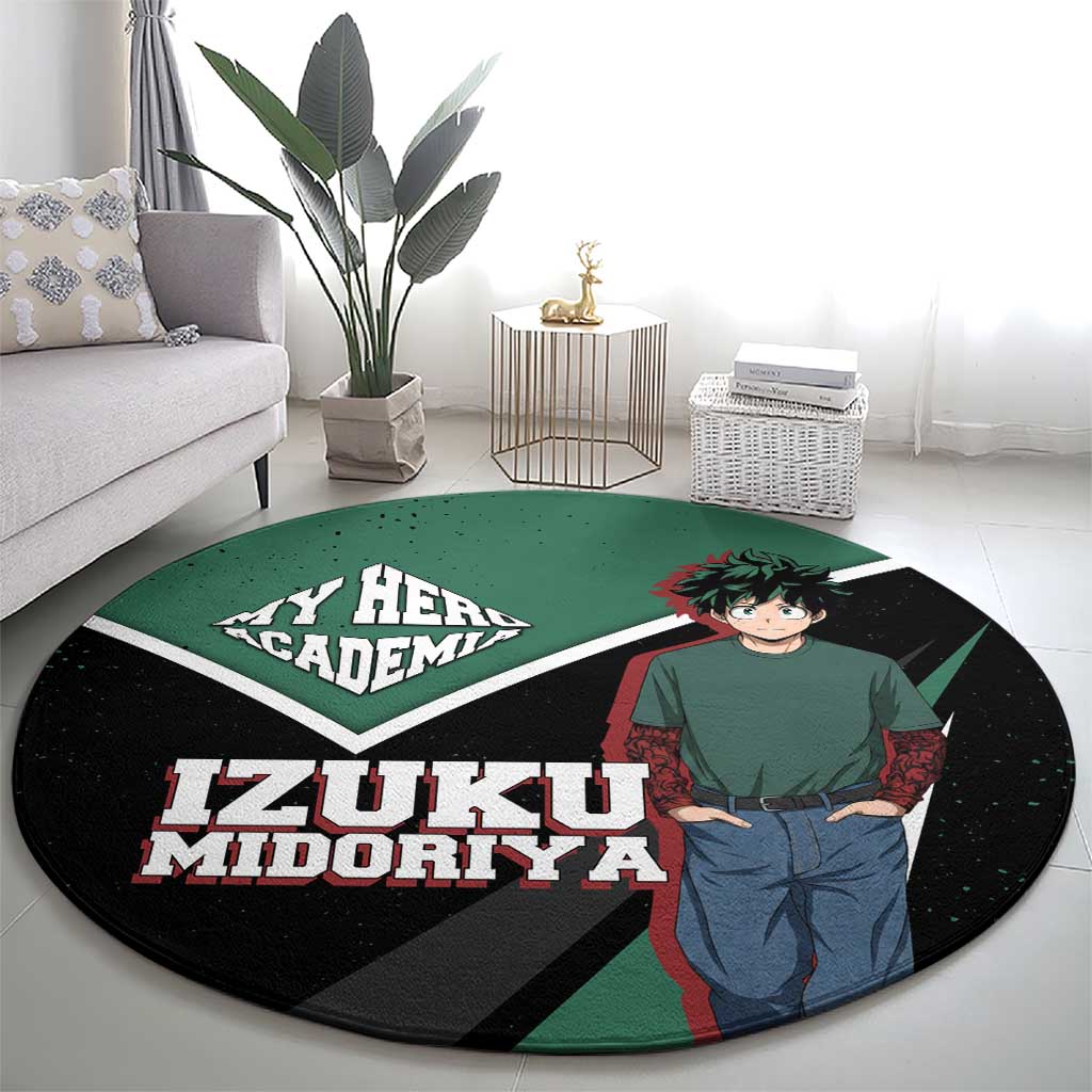 Izuku Midoriya My Hero Academia Round Carpet Anime Grunge Splatter Graphic Style