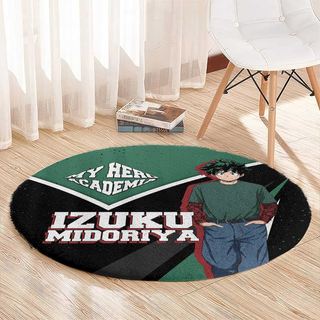 Izuku Midoriya My Hero Academia Round Carpet Anime Grunge Splatter Graphic Style