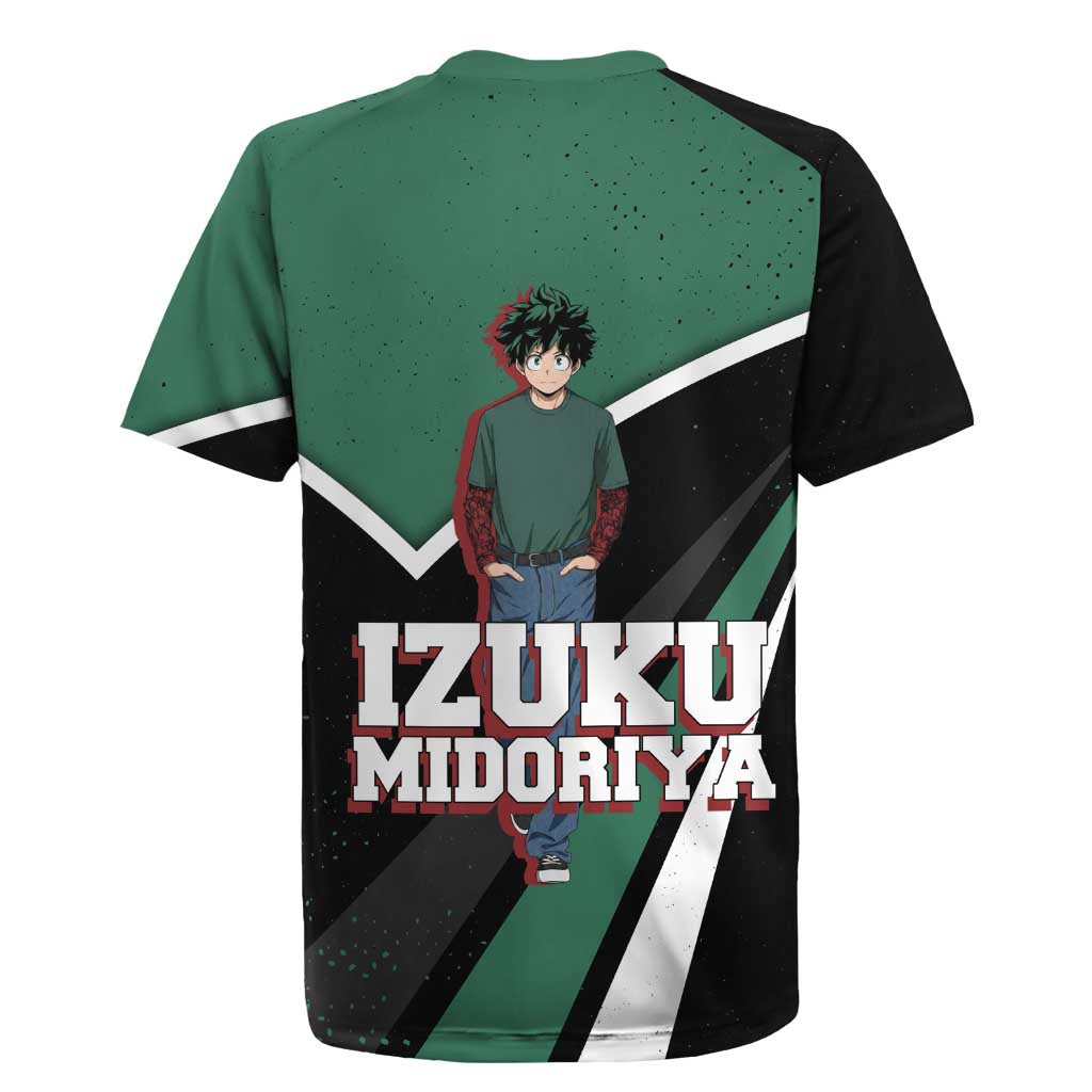 Izuku Midoriya My Hero Academia Rugby Jersey Anime Grunge Splatter Graphic Style
