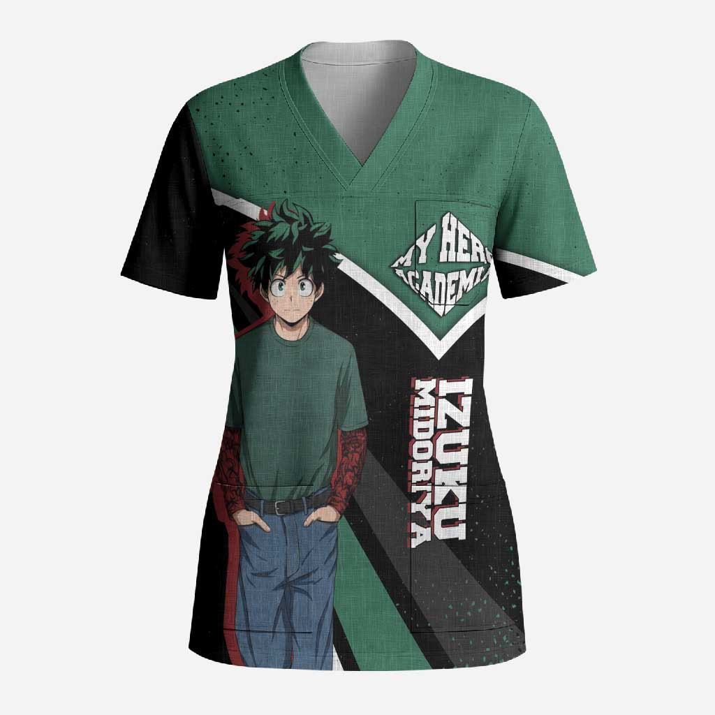 Izuku Midoriya My Hero Academia Scrub Top Anime Grunge Splatter Graphic Style