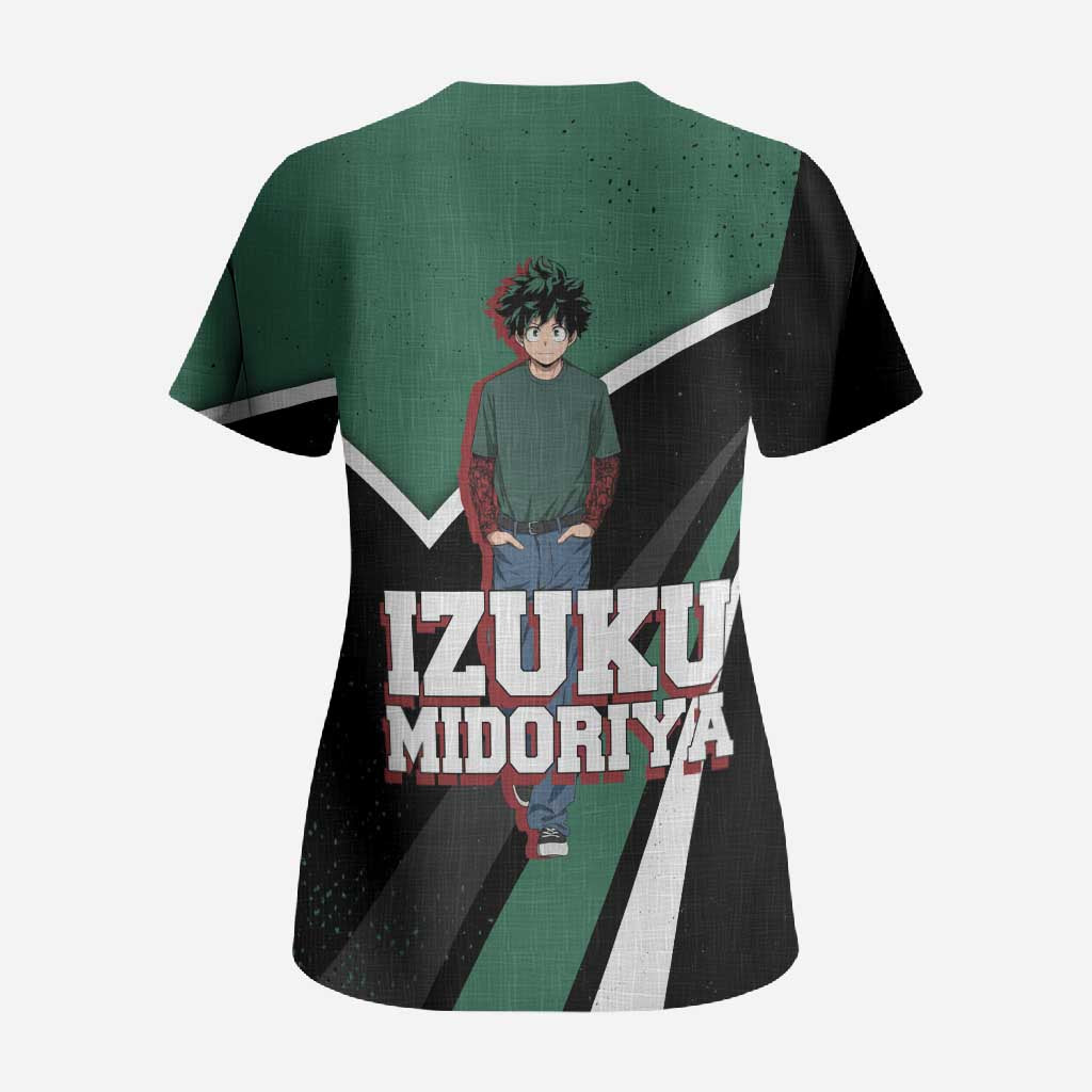 Izuku Midoriya My Hero Academia Scrub Top Anime Grunge Splatter Graphic Style