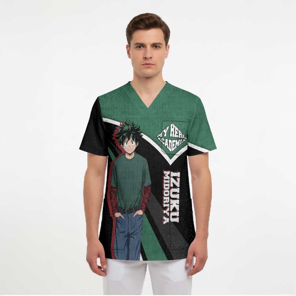 Izuku Midoriya My Hero Academia Scrub Top Anime Grunge Splatter Graphic Style