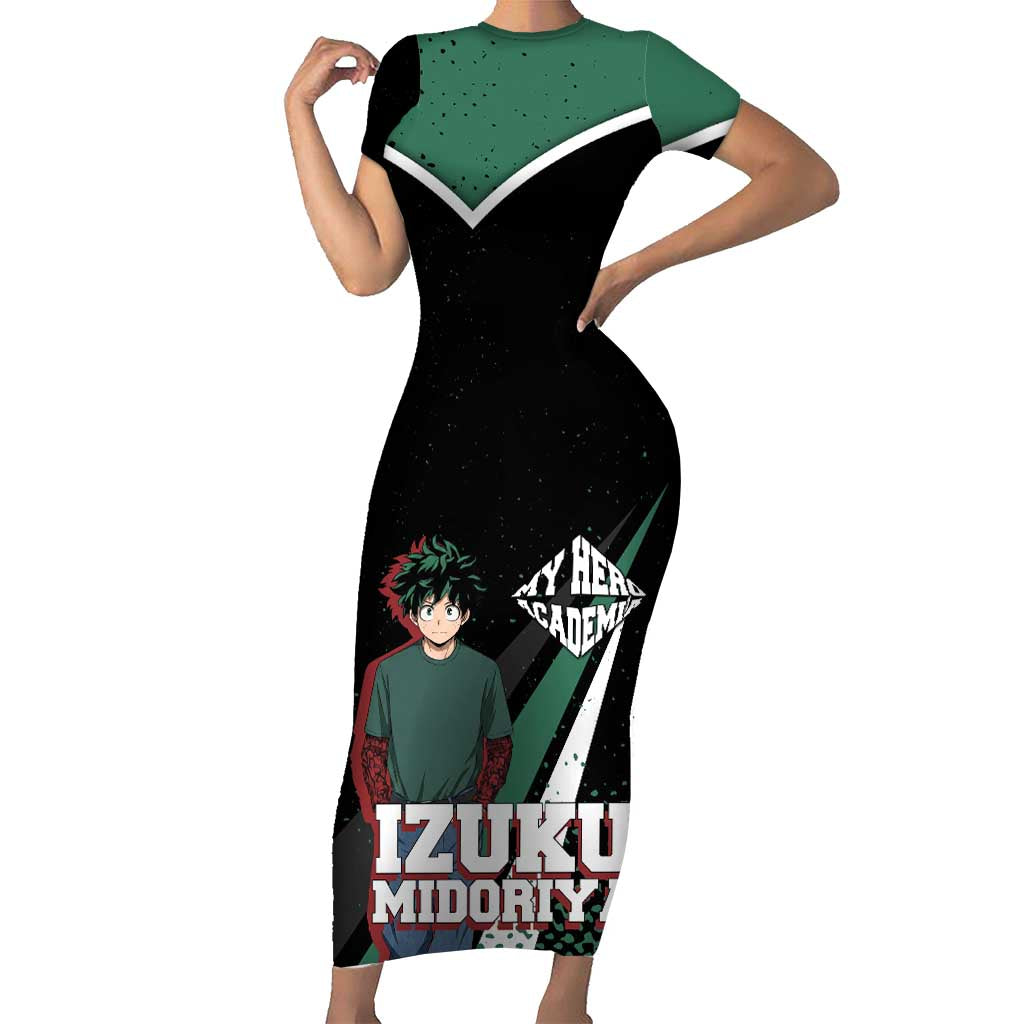 Izuku Midoriya My Hero Academia Short Sleeve Bodycon Dress Anime Grunge Splatter Graphic Style