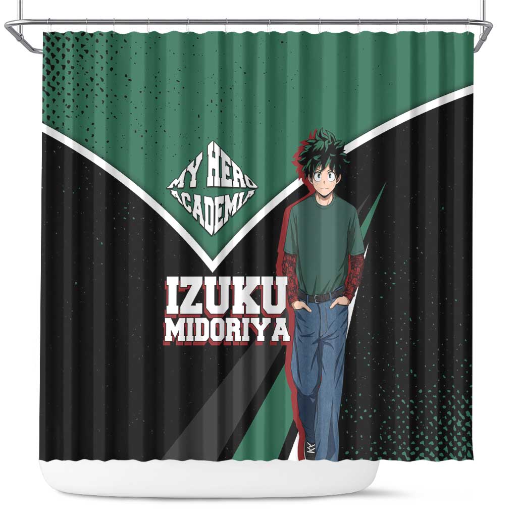 Izuku Midoriya My Hero Academia Shower Curtain Anime Grunge Splatter Graphic Style