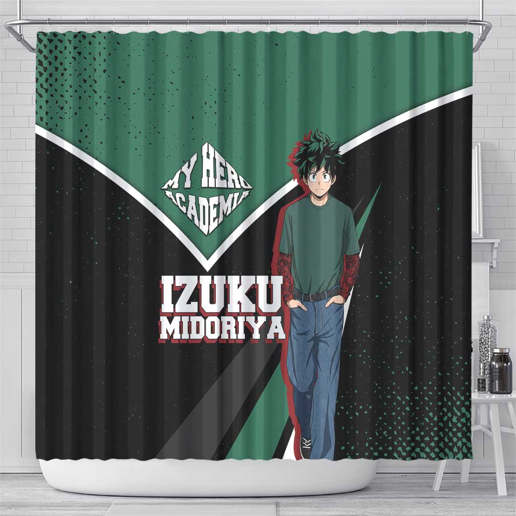 Izuku Midoriya My Hero Academia Shower Curtain Anime Grunge Splatter Graphic Style