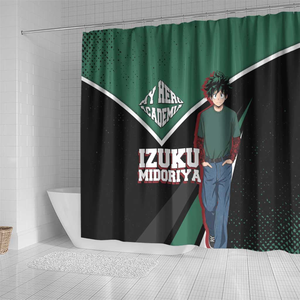 Izuku Midoriya My Hero Academia Shower Curtain Anime Grunge Splatter Graphic Style