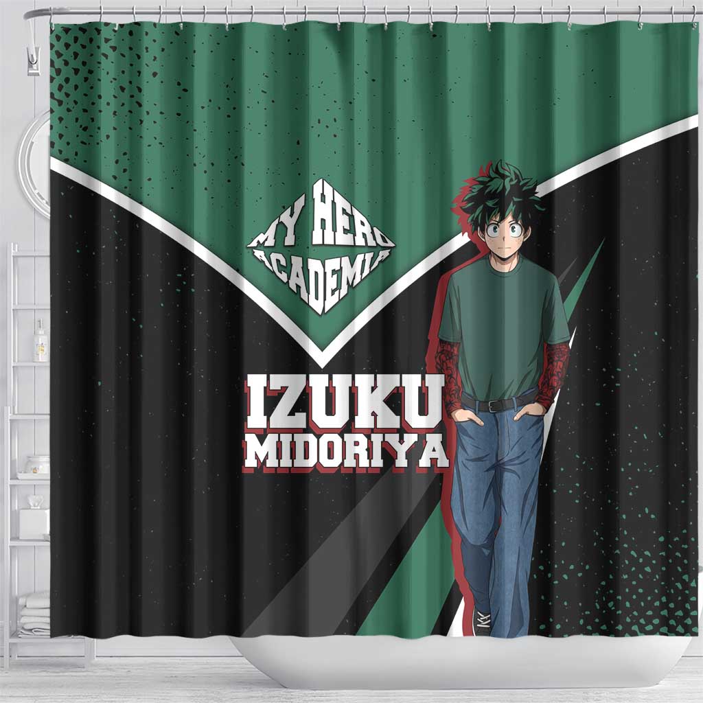 Izuku Midoriya My Hero Academia Shower Curtain Anime Grunge Splatter Graphic Style