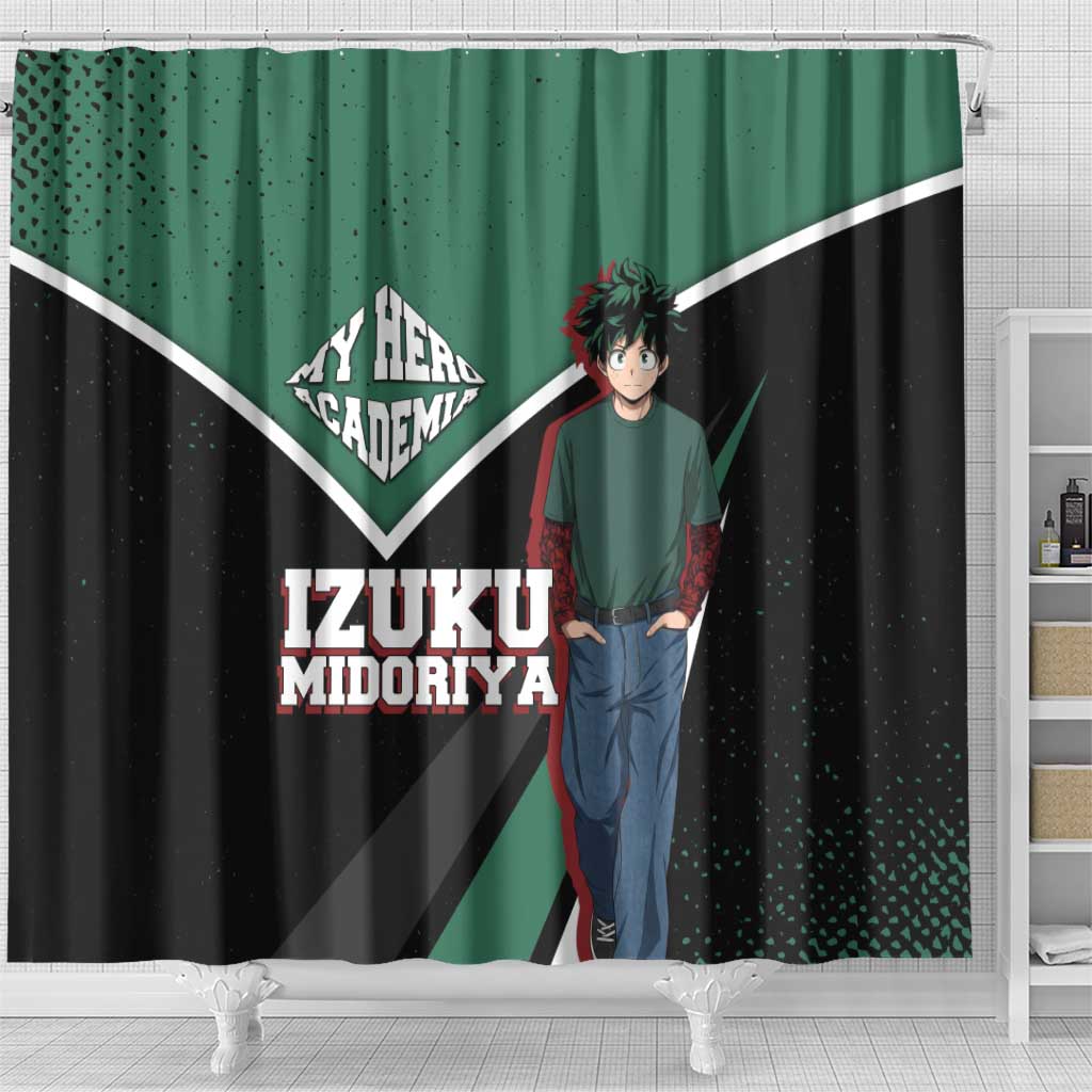 Izuku Midoriya My Hero Academia Shower Curtain Anime Grunge Splatter Graphic Style