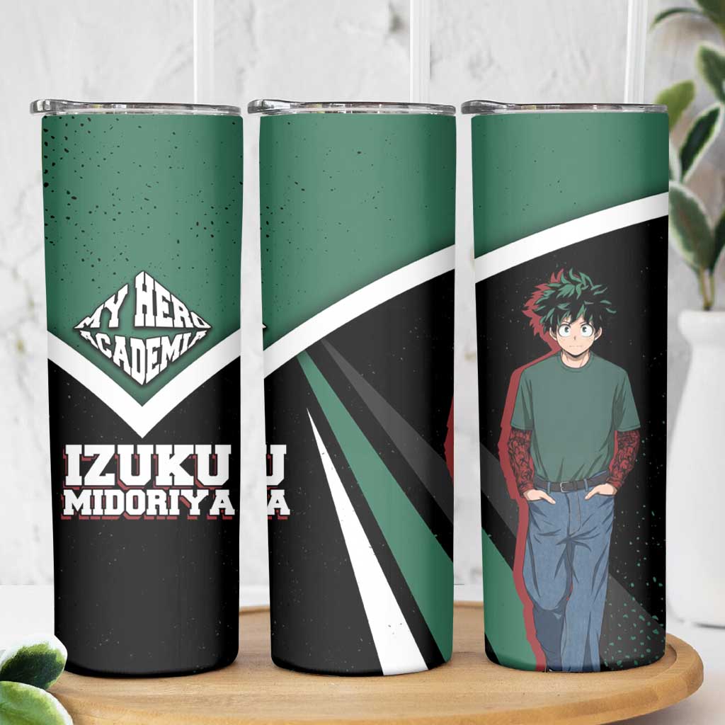 Izuku Midoriya My Hero Academia Skinny Tumbler Anime Grunge Splatter Graphic Style
