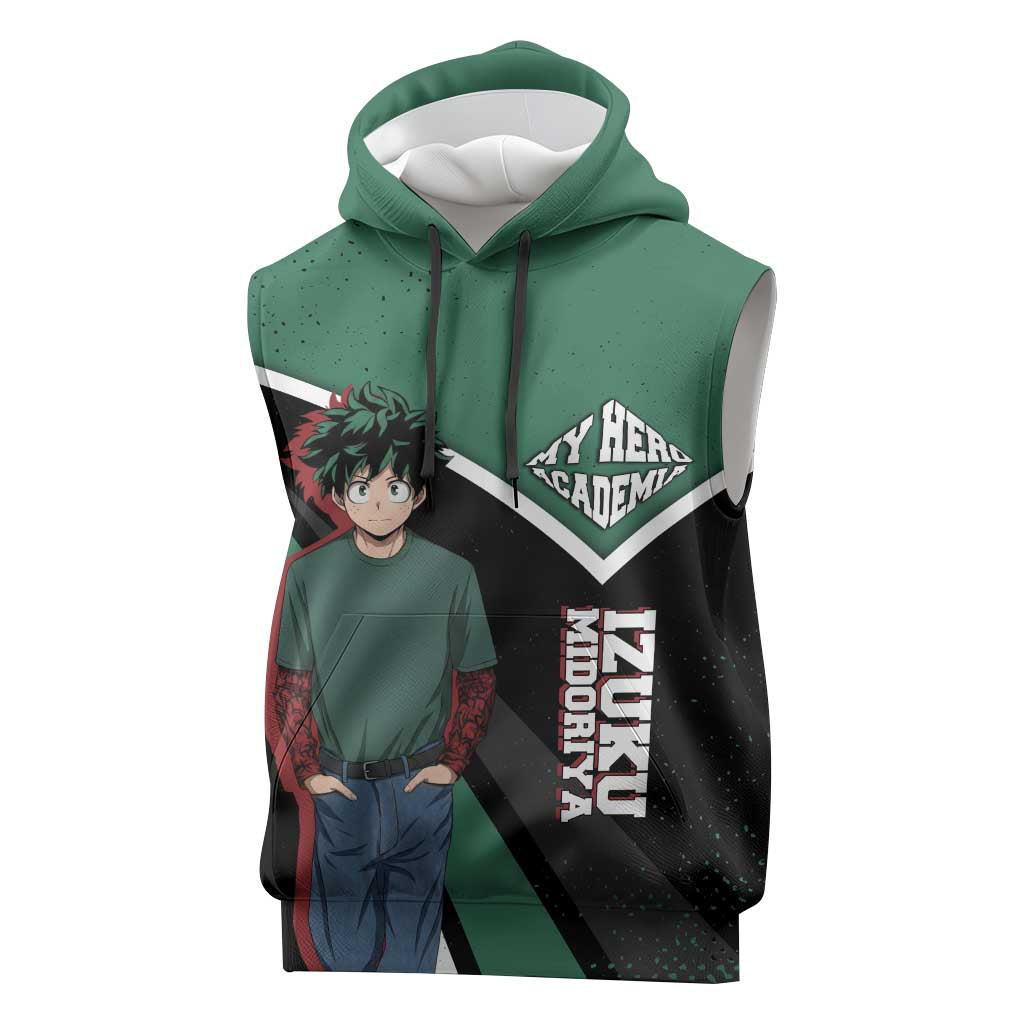 Izuku Midoriya My Hero Academia Sleeveless Hoodie Anime Grunge Splatter Graphic Style