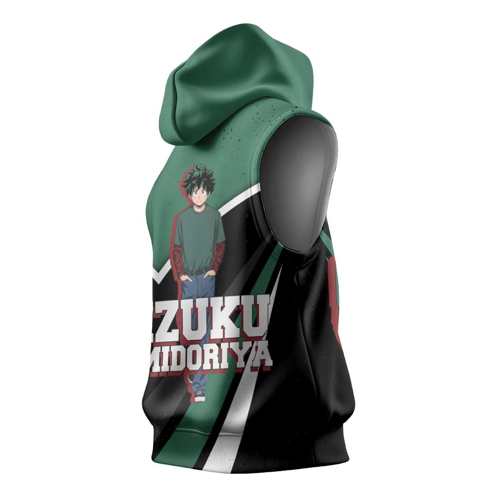 Izuku Midoriya My Hero Academia Sleeveless Hoodie Anime Grunge Splatter Graphic Style