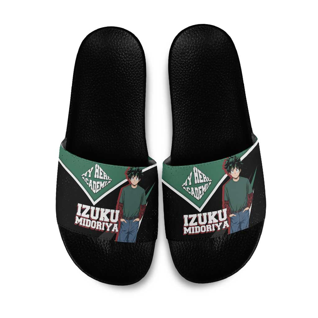 Izuku Midoriya My Hero Academia Slide Sandals Anime Grunge Splatter Graphic Style