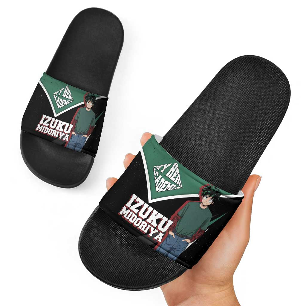 Izuku Midoriya My Hero Academia Slide Sandals Anime Grunge Splatter Graphic Style