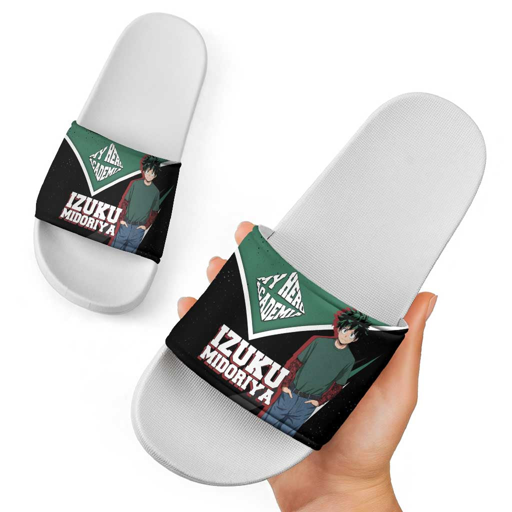 Izuku Midoriya My Hero Academia Slide Sandals Anime Grunge Splatter Graphic Style