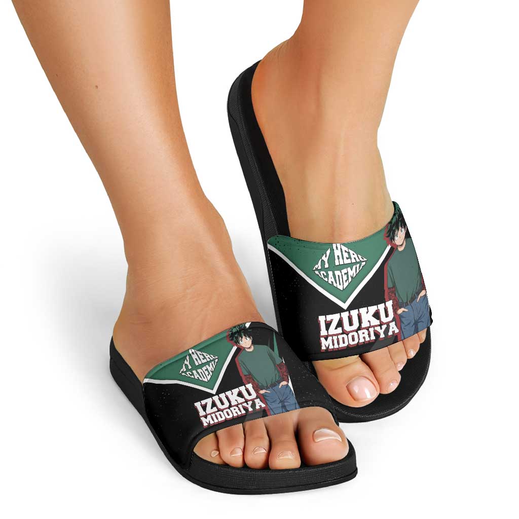 Izuku Midoriya My Hero Academia Slide Sandals Anime Grunge Splatter Graphic Style