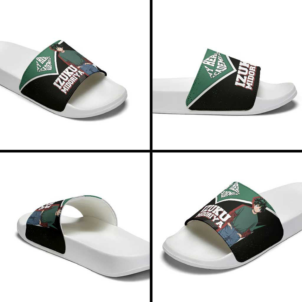 Izuku Midoriya My Hero Academia Slide Sandals Anime Grunge Splatter Graphic Style
