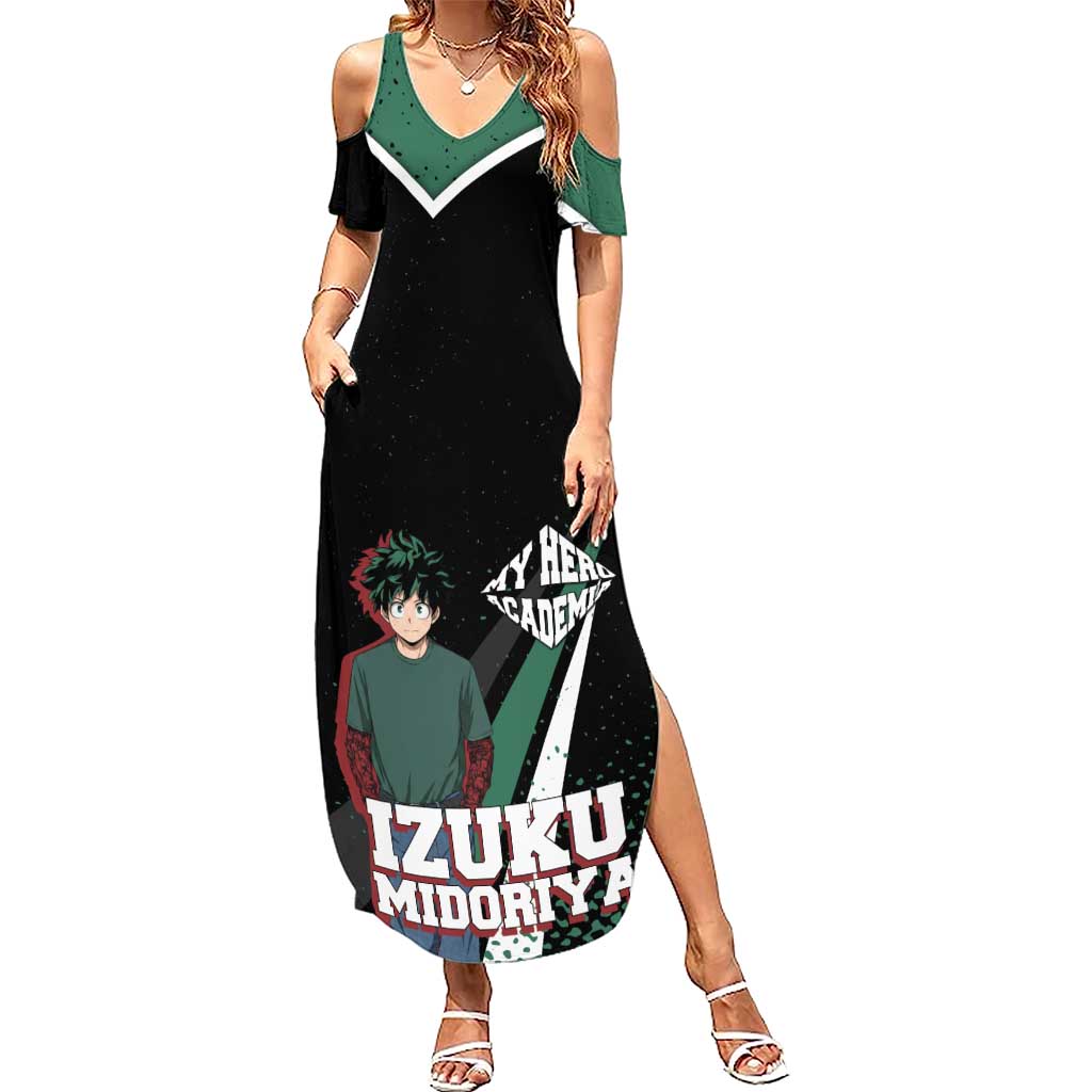 Izuku Midoriya My Hero Academia Summer Maxi Dress Anime Grunge Splatter Graphic Style