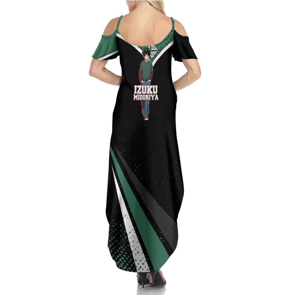 Izuku Midoriya My Hero Academia Summer Maxi Dress Anime Grunge Splatter Graphic Style
