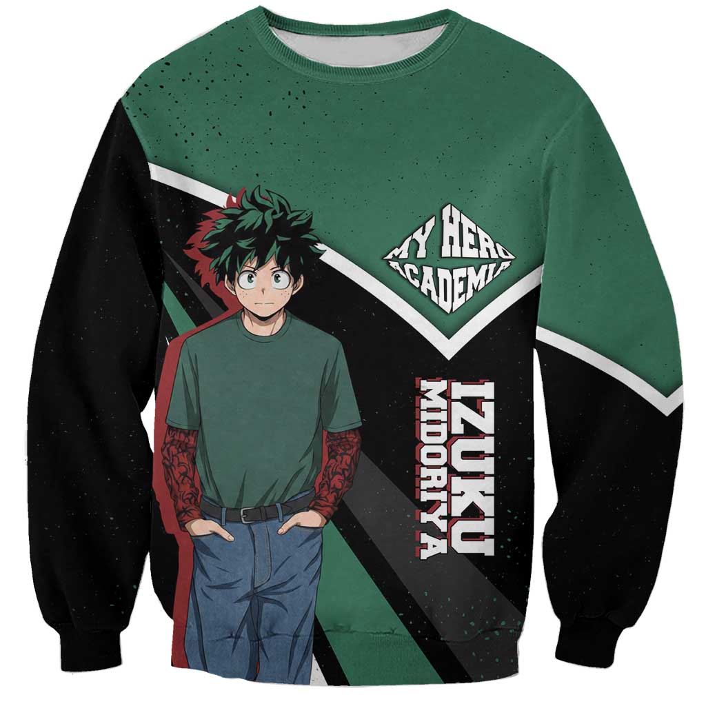 Izuku Midoriya My Hero Academia Sweatshirt Anime Grunge Splatter Graphic Style