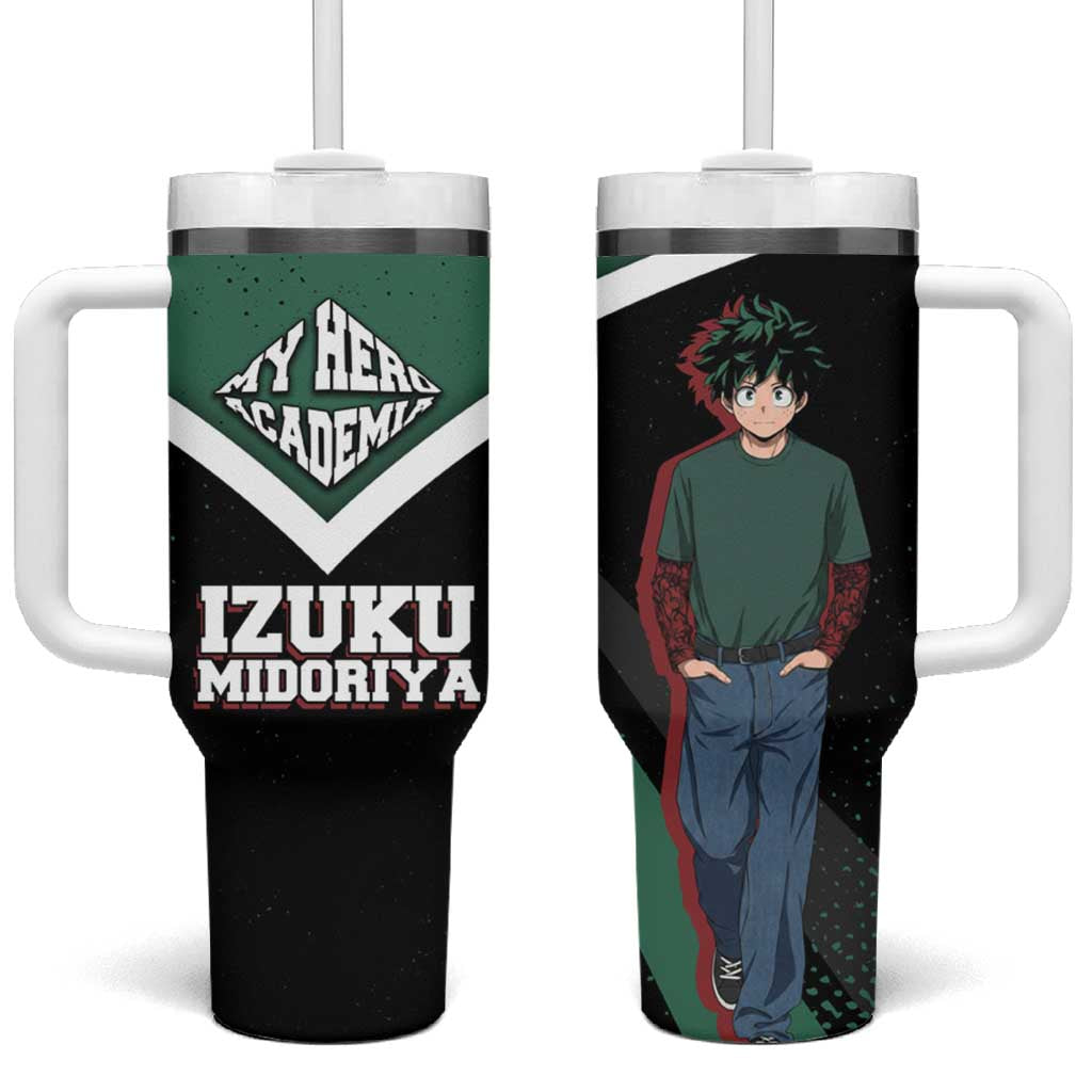 Izuku Midoriya My Hero Academia Tumbler With Handle Anime Grunge Splatter Graphic Style