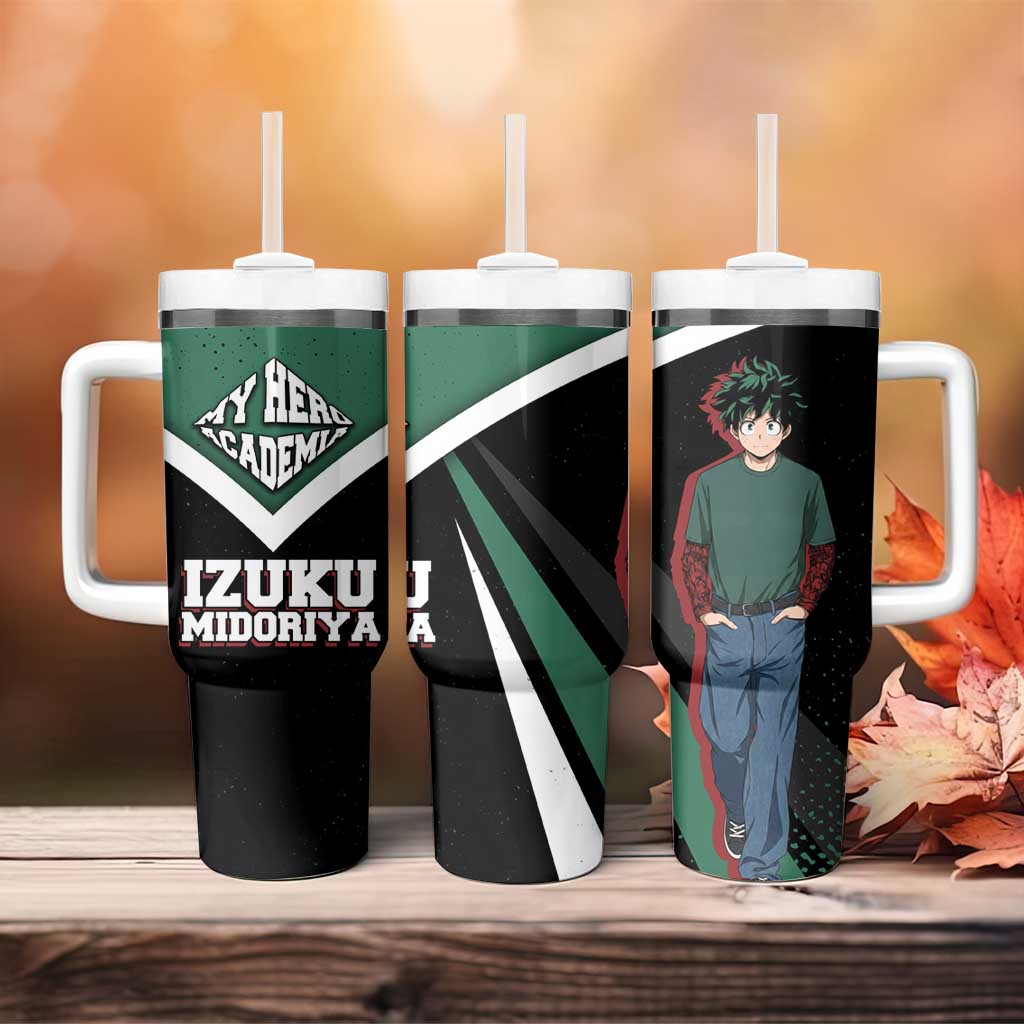 Izuku Midoriya My Hero Academia Tumbler With Handle Anime Grunge Splatter Graphic Style