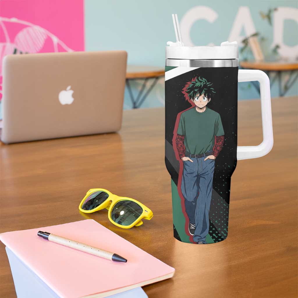 Izuku Midoriya My Hero Academia Tumbler With Handle Anime Grunge Splatter Graphic Style
