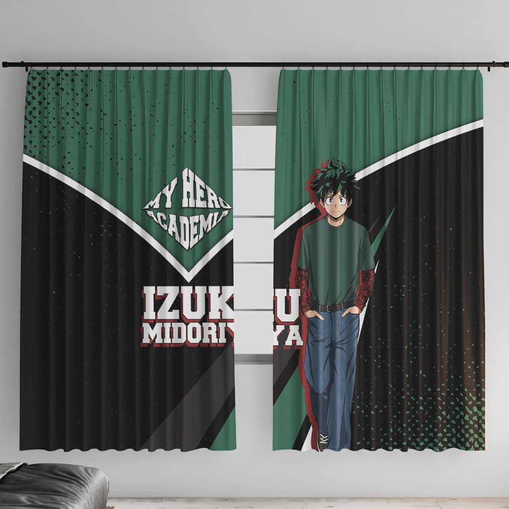 Izuku Midoriya My Hero Academia Window Curtain Anime Grunge Splatter Graphic Style