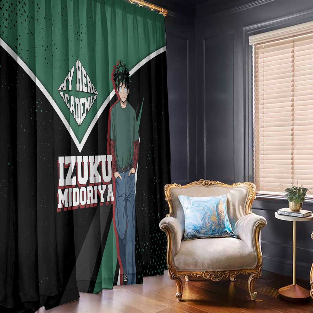 Izuku Midoriya My Hero Academia Window Curtain Anime Grunge Splatter Graphic Style